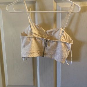 Off white zip crop top